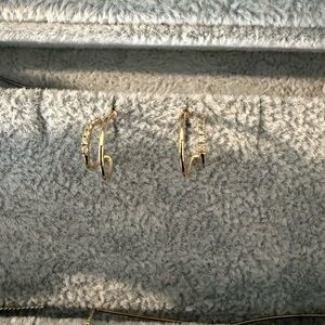 Mejuri 14K Gold Double Hoop Earrings with Pavé Diamonds